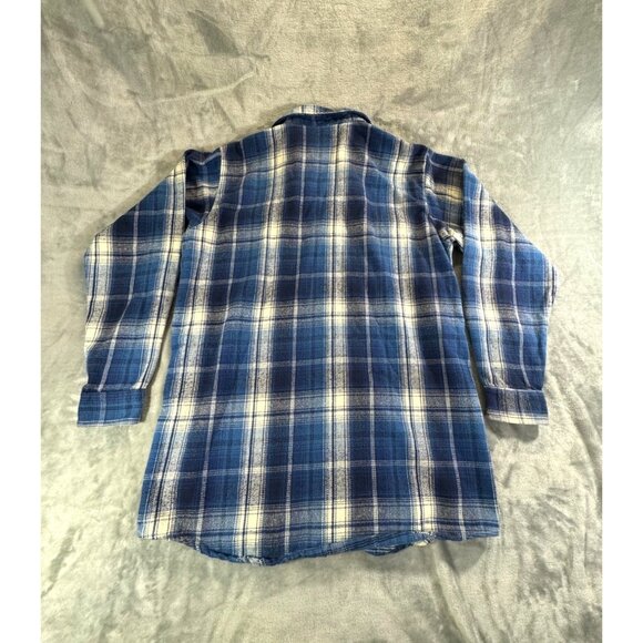 OshKosh Shirt Men's Large Blue and white Plaid Long Sleeve Flannel Shirt - Picture 2 of 14